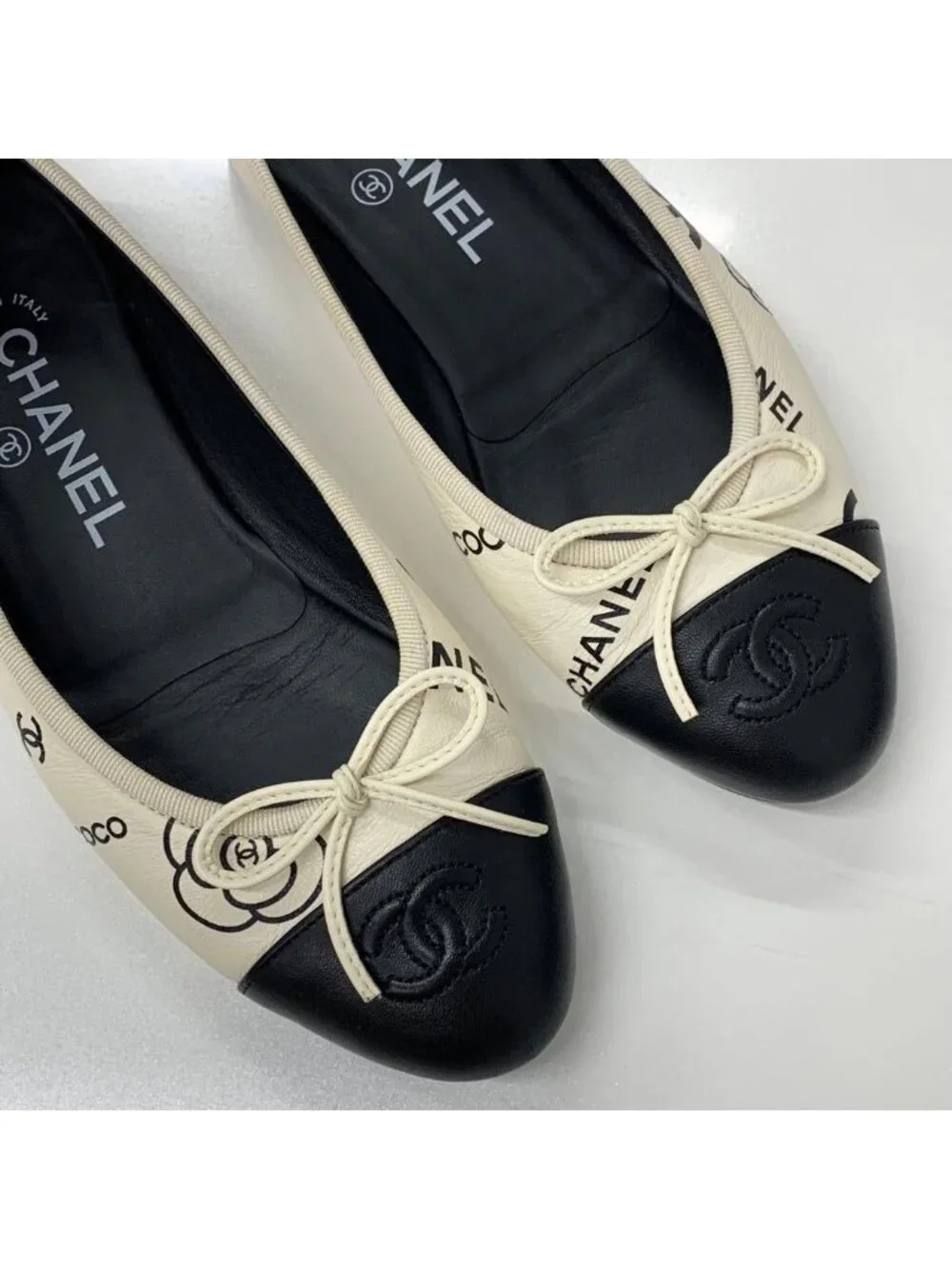 Chanel Ballerina Lambskin CC Logo Camellia Ballet Shoes